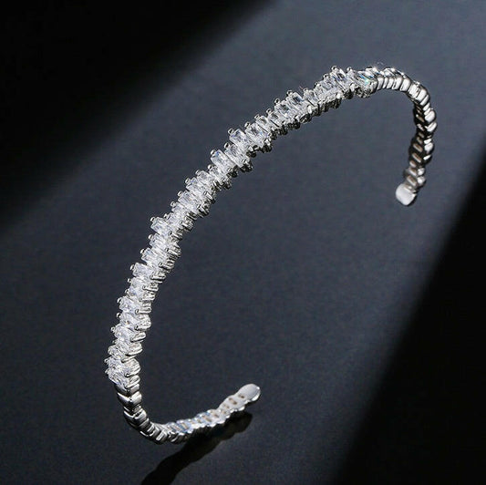 Luxury Micro-Inlaid Zircon Bracelet for Women White