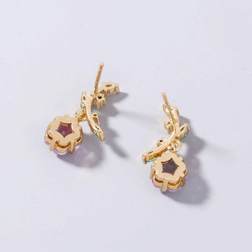 Plum Blossom Zircon Leaf Flower Earrings for Women