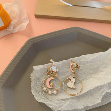 Silver Needle Pearl Earrings for Girls Ear clip