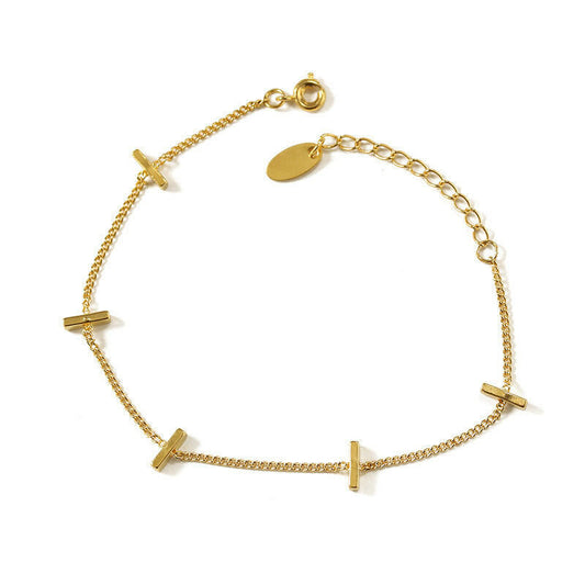 Geometric Brass Bracelet for Women - Minimalist Elegance Gold