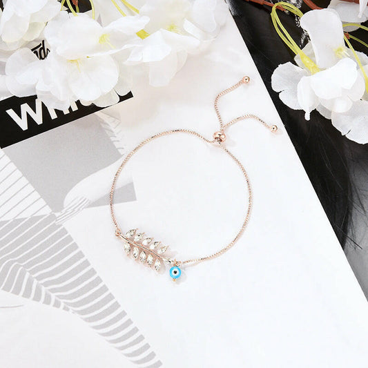 Creative Cute Eye Rhinestone Bracelet Rose Gold