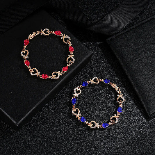 Hollow Love Rhinestone Heart Bracelet