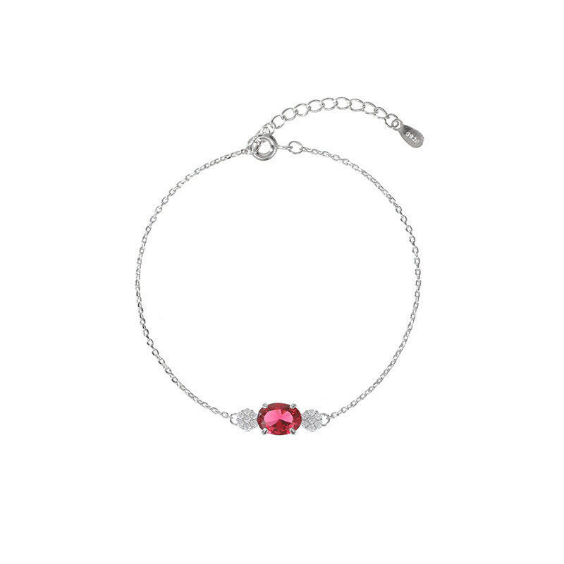 Korean White Copper Red Sapphire Bracelet
