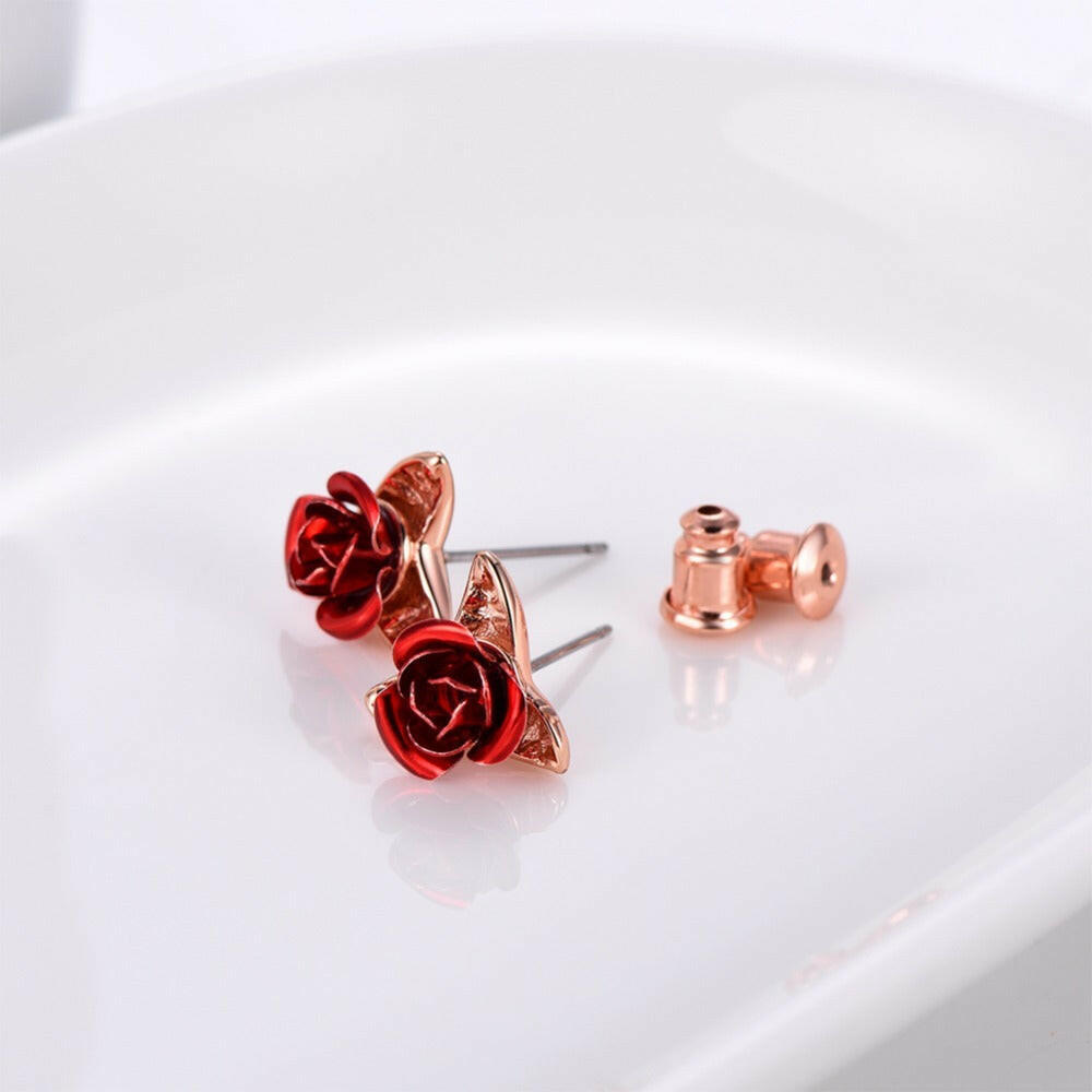 Rose Earrings - 925 Silver Pin Earrings