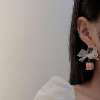 Oriental Style Fresh Flower Earrings for Women