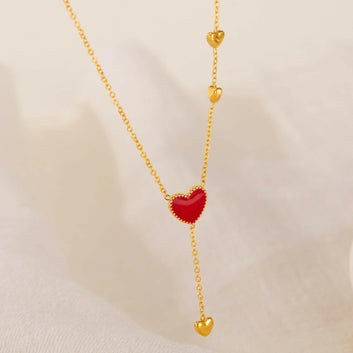 Red Dripping Heart Necklace for Women