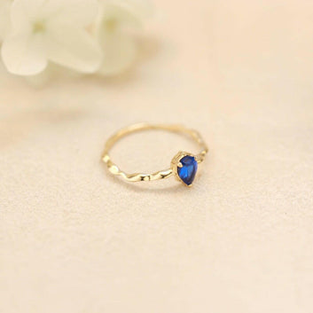 Sapphire Glow Water Drop Ring