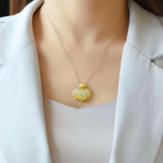 Light Luxury Retro Carp Lotus Pendant Necklace