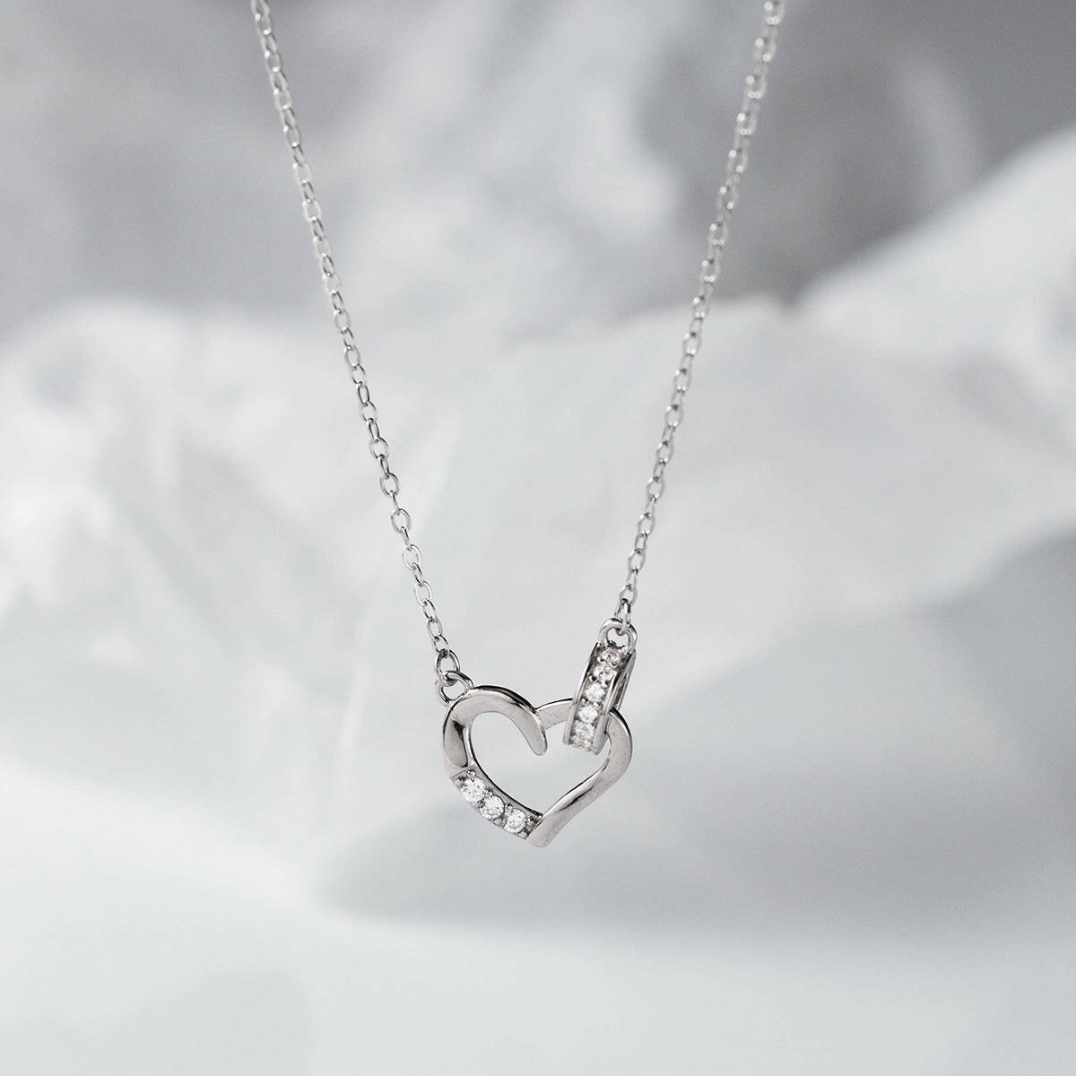 Silver Diamond Love Necklace for Women