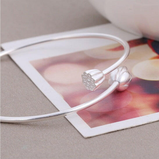 Flower Silver Plated Copper Bangles