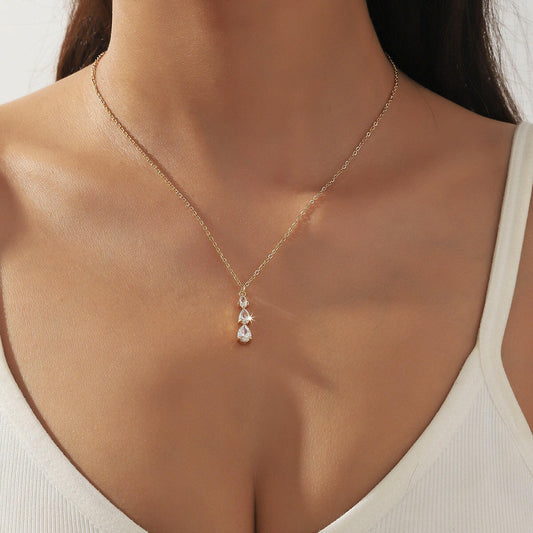 Elegant Zircon Water Drop Pendant Necklace