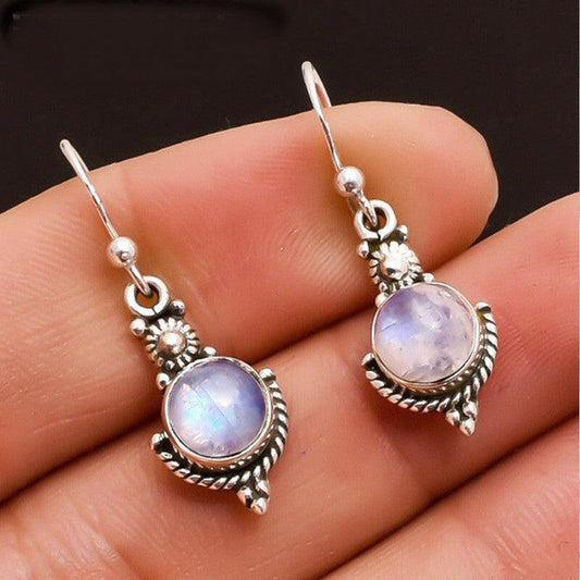 Moonstone Vintage Geometric Earrings Silver