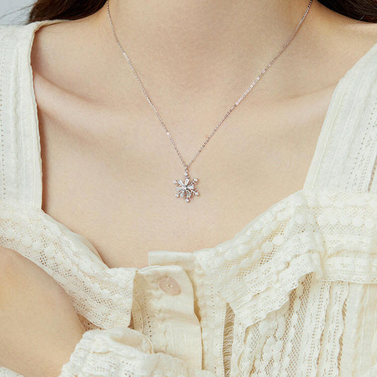 Christmas Zircon Ice Crystal Snowflake Necklace