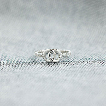 Jeweleze Adjustable Geometric Ring with Sparkling Design