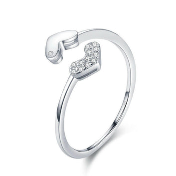 Jeweleze Adjustable Silver Heart Ring with Sparkling Detail 925silver adjustable