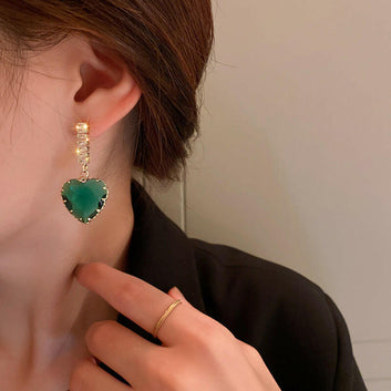 Korean Style Net Red Earrings - All-match Temperament Jewelry Green