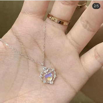 Gradient Heart Necklace - Stylish Alloy Jewelry for Women