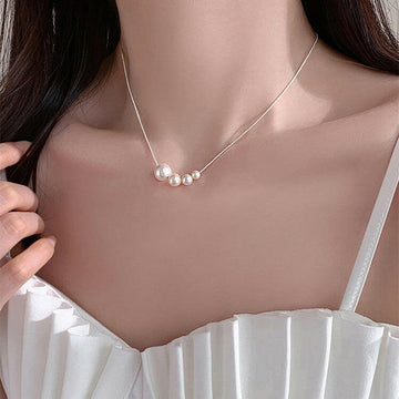 S925 Silver Simple Pearl Necklace for Women