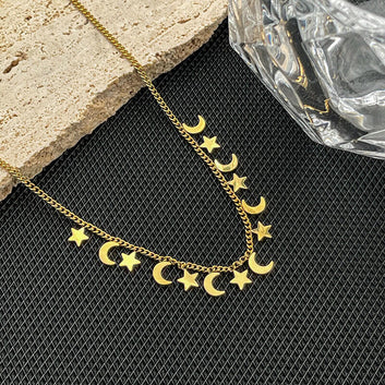 Luxury Retro Star Moon Light Tassel Necklace