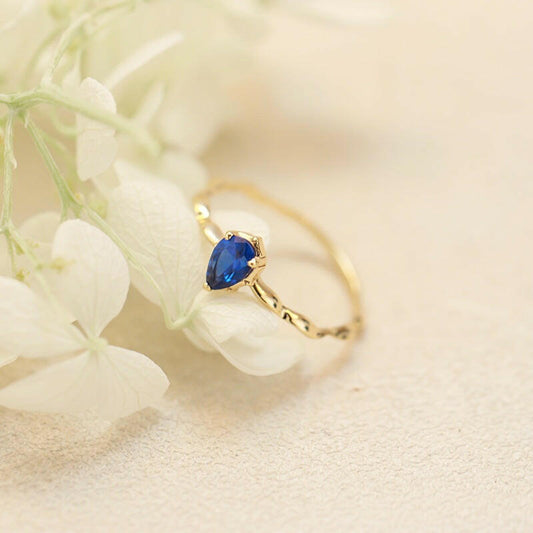 Sapphire Glow Water Drop Ring