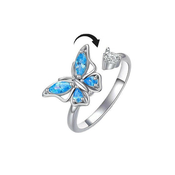 Rotating Butterfly Copper Ring Silver