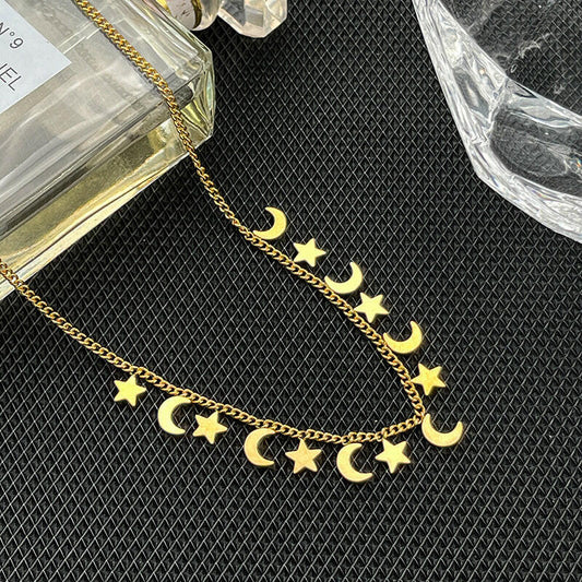 Luxury Retro Star Moon Light Tassel Necklace