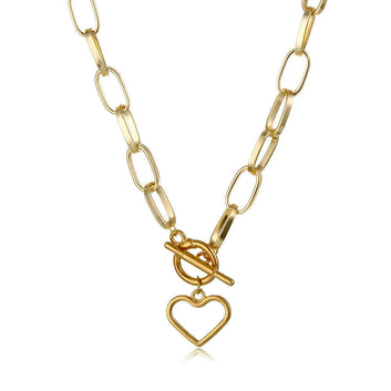 Retro Hip Hop Heart Buckle Love Necklace