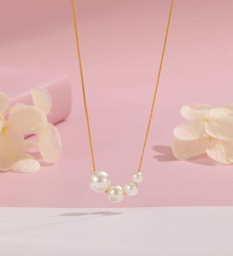 S925 Silver Simple Pearl Necklace for Women