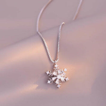 Christmas Zircon Ice Crystal Snowflake Necklace