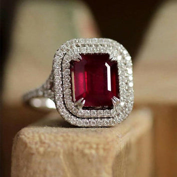 Jeweleze Garnet Zircon Statement Ring in Silver F827 Red
