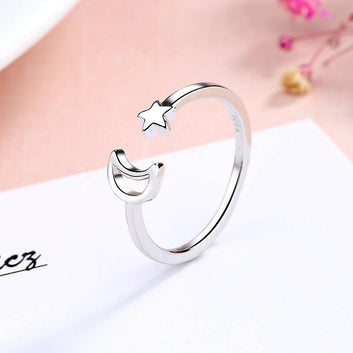My Store Star Moon Ring - Elegant Silver Design