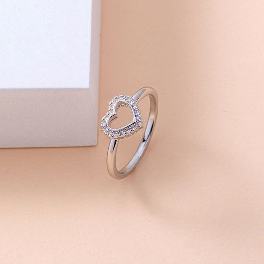 Jeweleze Zircon Love Wedding Ring in Heart Design