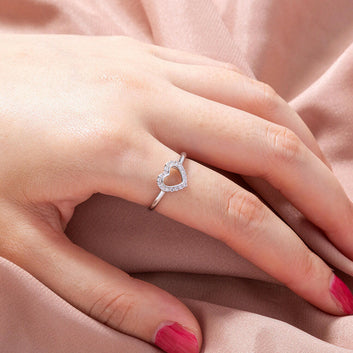 Jeweleze Zircon Love Wedding Ring in Heart Design